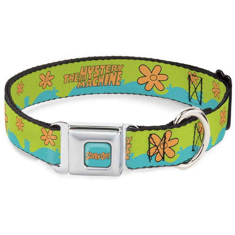 Buckle Down BuckleDown Dog Collar Seatbelt Buckle Scooby Doo The Mystery Machine Paint Job Green Aqua Orange 18 to 32 Inches 15 Inch Wide DCSBSDCGWSD03715L