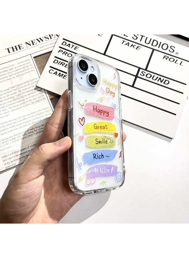 NIBEMINENT Colorful Graffiti In English Protective TPU Case Cover For iPhone 15 Pro Max Clear - Image 2
