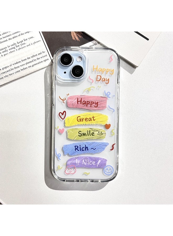 NIBEMINENT Colorful Graffiti In English Protective TPU Case Cover For iPhone 15 Pro Max Clear - Image 1