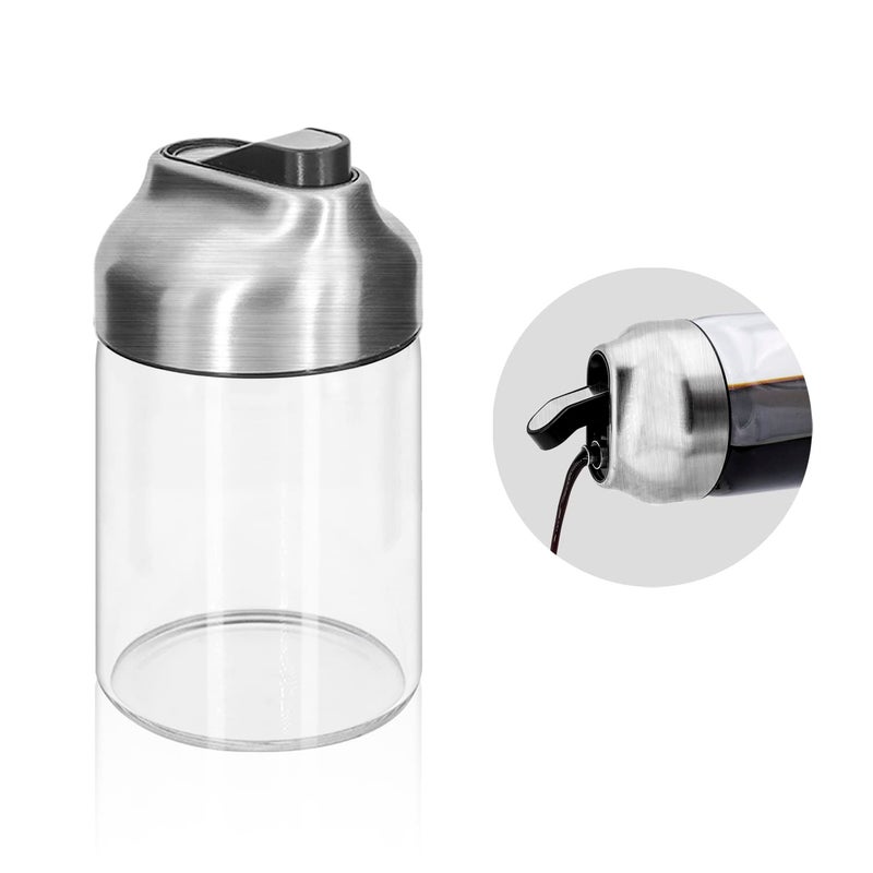 Aelga Soy Sauce Dispenser 7oz NonDrip Spout Oil and Vinegar Dispenser with Auto Flip Cap Glass Oil Cruet for Kitchen Cooking