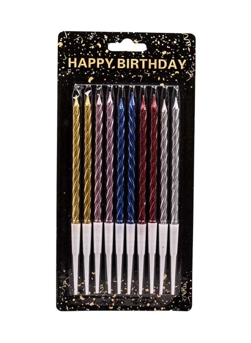 شمع عيد ميلاد لامع لتزين الكيك عدد 10 قطع مختلف و متعدد الالوان - Image 2