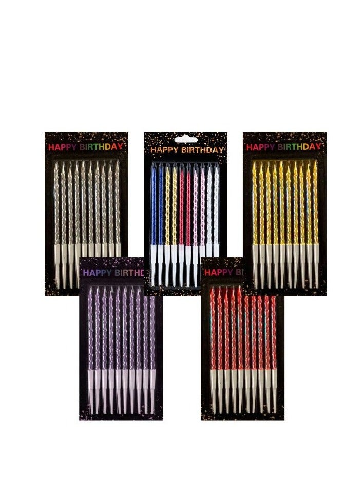 شمع عيد ميلاد لامع لتزين الكيك عدد 10 قطع مختلف و متعدد الالوان - Image 1