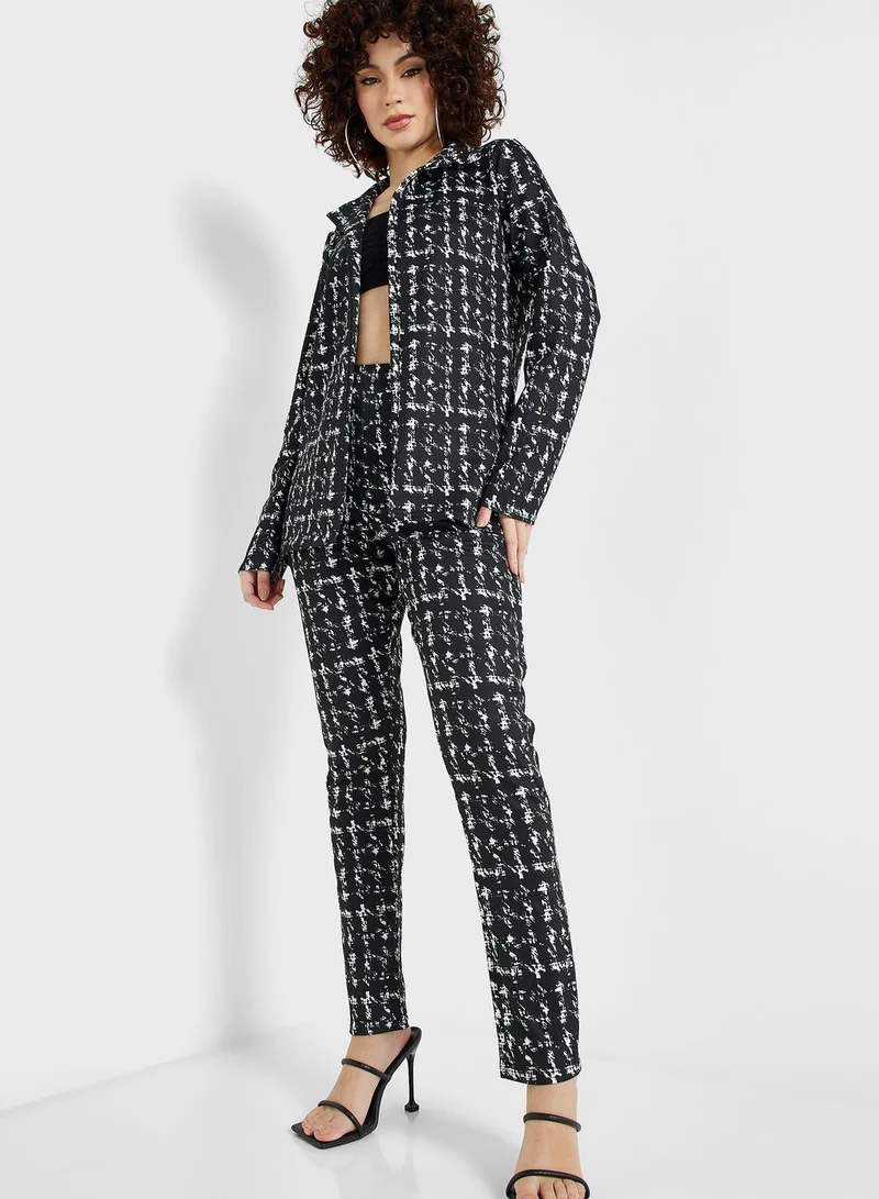 boohoo Printed Tailored Blazer Set