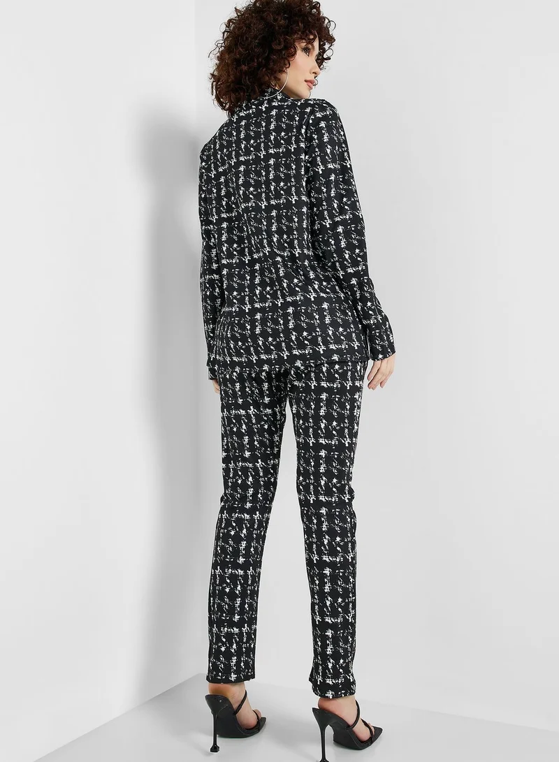 boohoo Printed Tailored Blazer Set