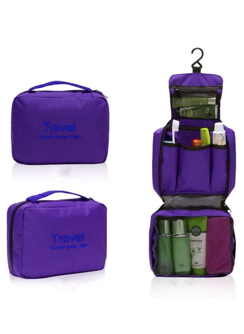 TRAVEL Rubik Toiletry Bag with Hanging Hook Multifunction Portable Waterproof Travel Organizer Cosmetic Makeup Storage Pouch for Women Men - Purple