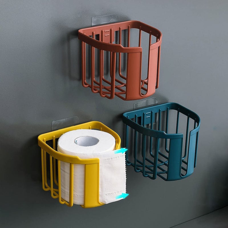 DARKFISH Dark Toilet Paper Holder Bathroom/Kitchen Self Adhesive Sticker Tissue Roll Wall Mounted (Set of 3 Pcs)  - Image 1
