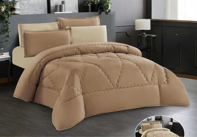 Modern-design solid-color bedspread set for a double bed (6 pieces), size 260x240 cm.