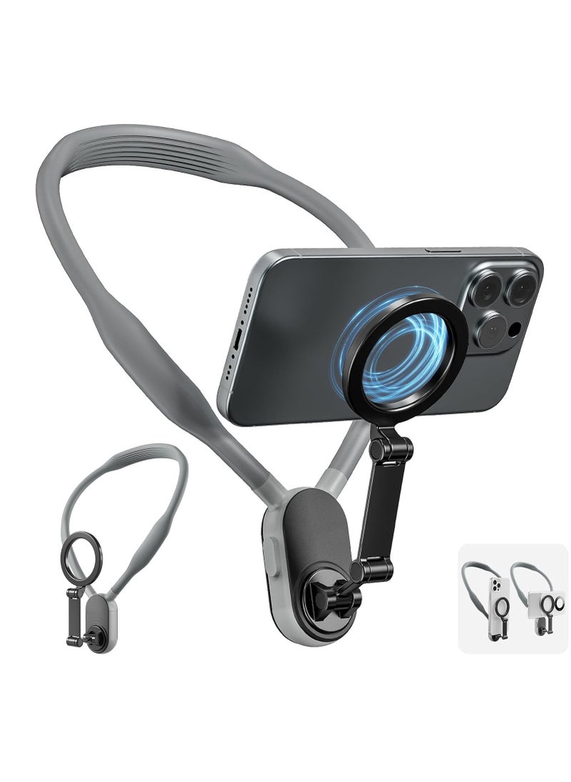 TELESIN Magnetic Neck Phone Holder – Hands-Free POV/Vlog Selfie Mount with Quick-Release Design, Adjustable Multi-Angle for iPhone & Android – Strong Magnetic Phone Stand for Video Recording, Content Creation & Light Sports - Image 1