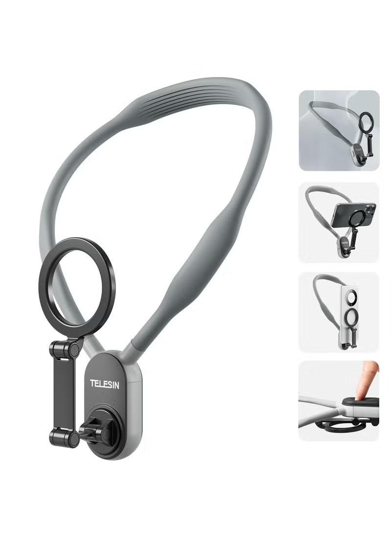 TELESIN Magnetic Neck Phone Holder – Hands-Free POV/Vlog Selfie Mount with Quick-Release Design, Adjustable Multi-Angle for iPhone & Android – Strong Magnetic Phone Stand for Video Recording, Content Creation & Light Sports - Image 2