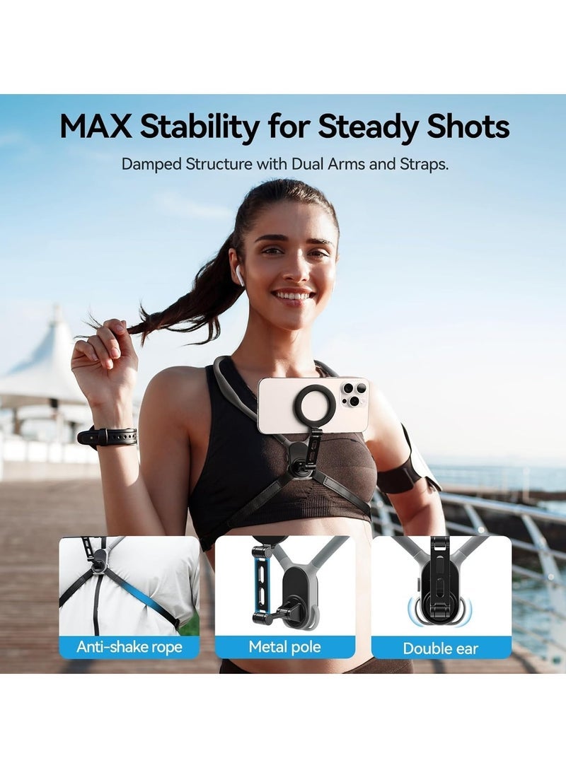 TELESIN Magnetic Neck Phone Holder – Hands-Free POV/Vlog Selfie Mount with Quick-Release Design, Adjustable Multi-Angle for iPhone & Android – Strong Magnetic Phone Stand for Video Recording, Content Creation & Light Sports - Image 3