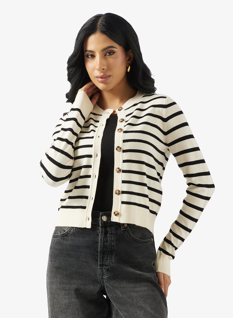 VERO MODA Saba Plain Long Sleeve O-Neck Cardigan - Image 3