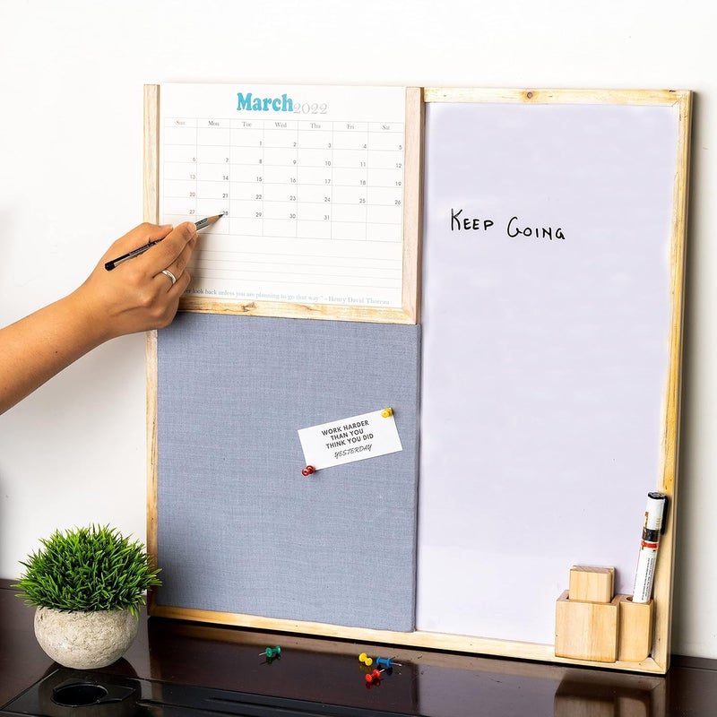 IVEI Combination Board with Planner, Pin Board & Whiteboard - Grey - Innovative Organizer for Kids and Adults to Do Boards – Best Gift for Home, Office, School - Image 1
