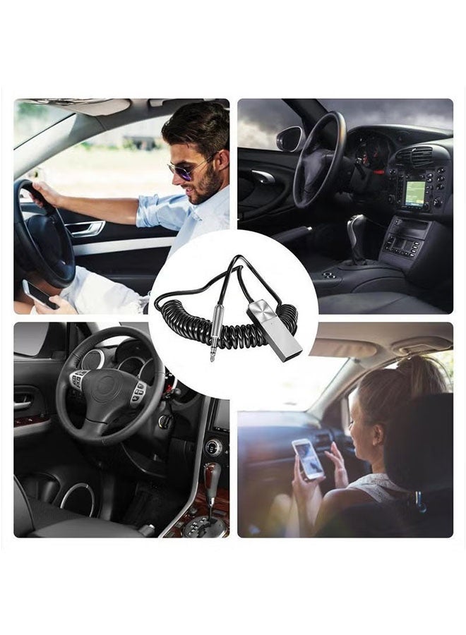 Generic Aux Bluetooth Adapter for Car, Lossless Music Noise Cancelling Bluetooth 5.0 Receiver, USB to 3.5mm Jack Audio Adapter with Built in Microphone for Car Kits, Home Stereo, Handsfree Call Speaker  - Image 3