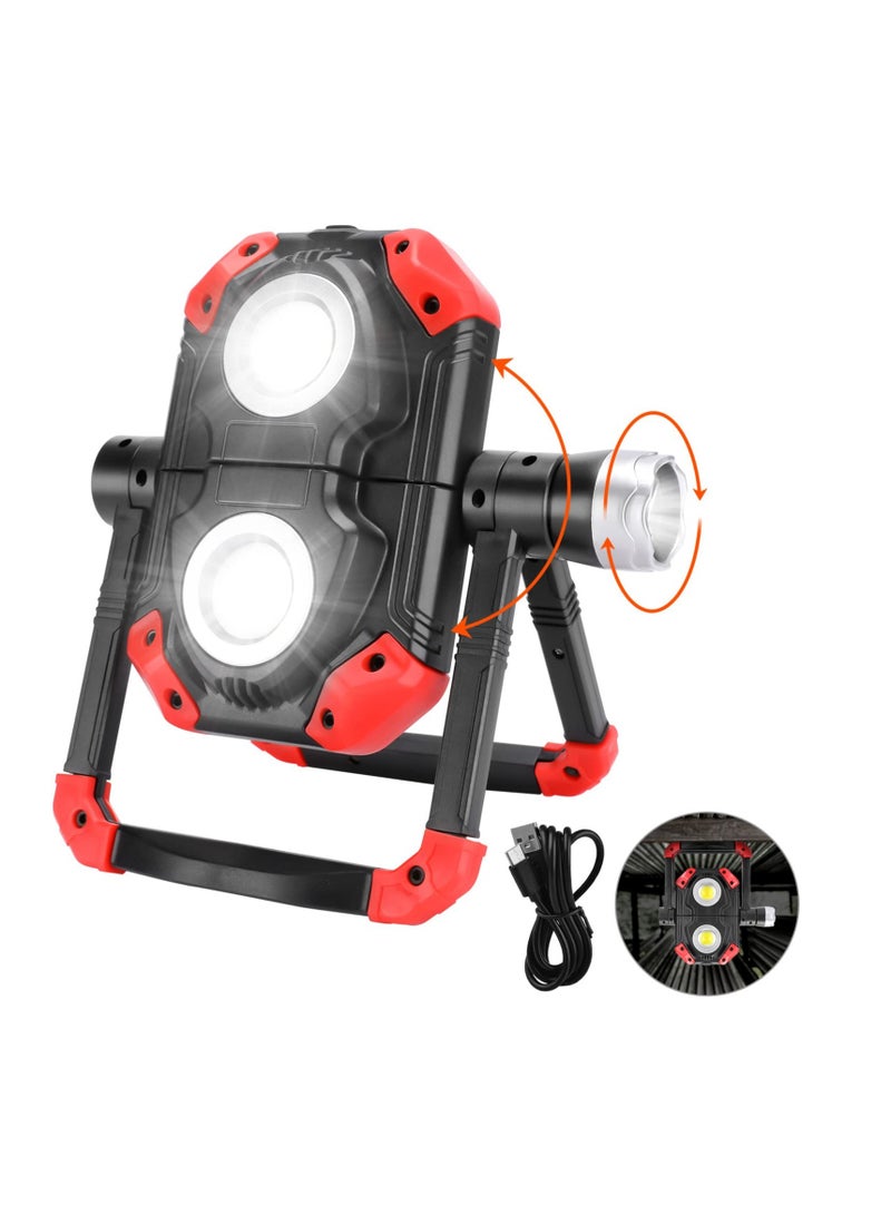KASTWAVE LED Rechargeable Work Light, Folding COB Floodlight, Portable Waterproof Work Lamp, Suitable for Car Repairing, Camping, Hiking, Travelling Outdoor Activities - Image 1