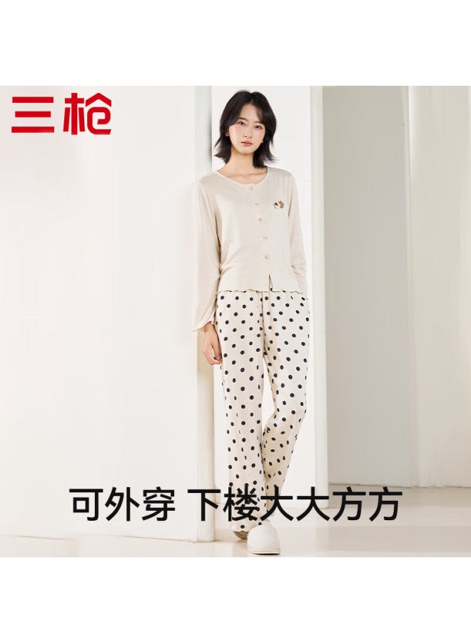 Threegun Dream Weave Series Women's Pajamas European Cotton Velvet 2025 Autumn New Little Chanel Style Long Sleeve Homewear