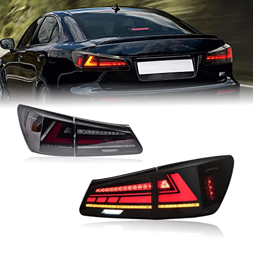 HCMOTIONZ HCmotion Tail lights Assembly for 2006-2013 Lexus IS250/IS350/ISF Sedan, Taill Lamp with Start UP Animation, Reverse Lights, LED DRL light, Plug-and-play, LED Tail Lights Replacement - Image 1