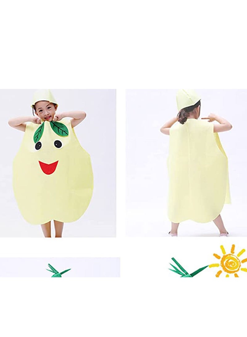 Kids Fruits Vegetables and Nature costumes Suits outfits Fancy Dress Party Boys and Girls Costume Suit with Hat (Pear) - Image 2
