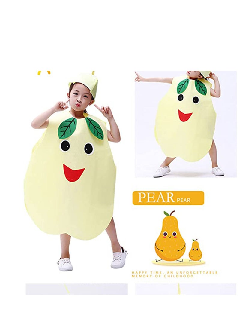 Kids Fruits Vegetables and Nature costumes Suits outfits Fancy Dress Party Boys and Girls Costume Suit with Hat (Pear) - Image 3