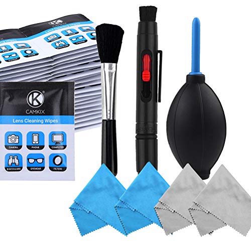 CamKix Camera Lens Cleaning Kit - Air Blower, Cleaning Brush, 2in1 Lens Cleaning Pen, 50 Individually Wrapped Wet Tissues and 4 Microfiber Cloths - Image 1