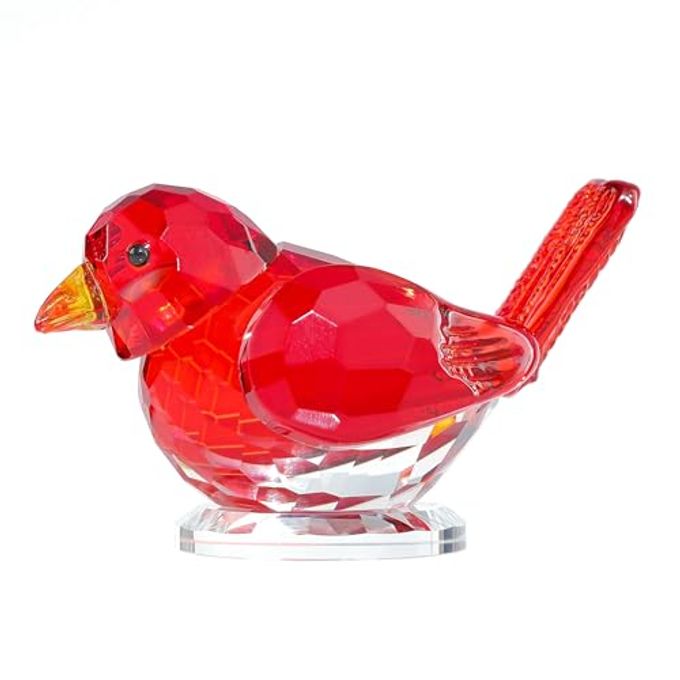 Qianwei Red Crystal Bird Figurine Collectible Handmade Glass Animals Figurines Crystal Office Desk Table Home Decor Paperweight - Image 1