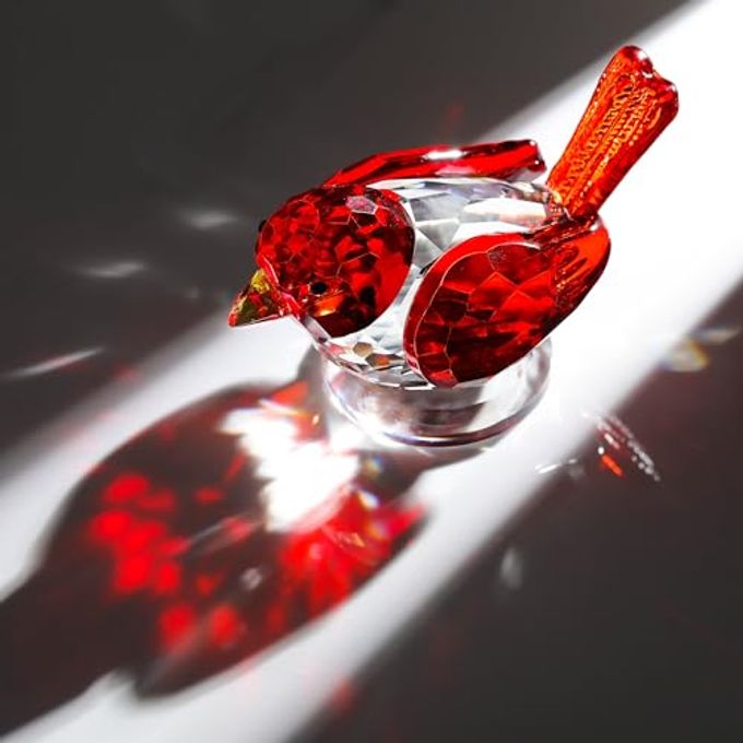 Qianwei Red Crystal Bird Figurine Collectible Handmade Glass Animals Figurines Crystal Office Desk Table Home Decor Paperweight - Image 2