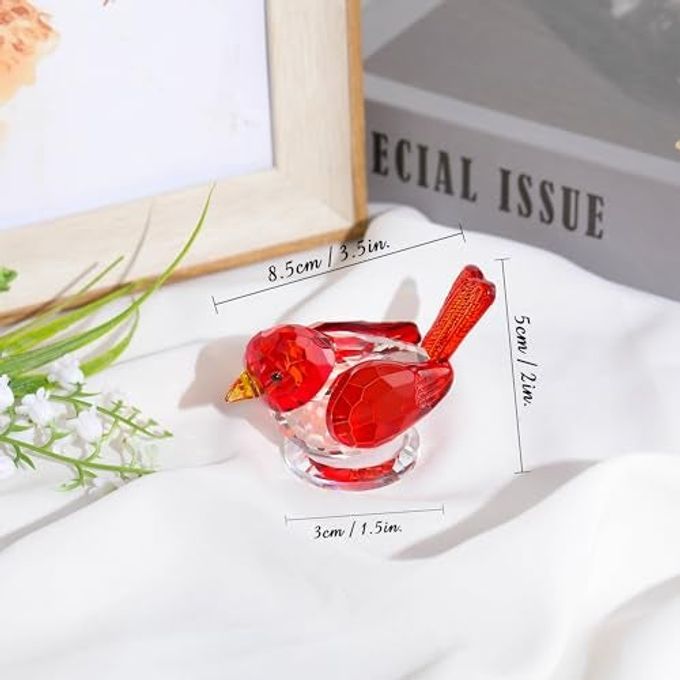 Qianwei Red Crystal Bird Figurine Collectible Handmade Glass Animals Figurines Crystal Office Desk Table Home Decor Paperweight - Image 3