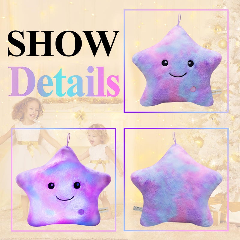 KAHEAUM LED Night Light Up Star Pillows for Kids Pillows Girls Boys Childrens Daughter Girlfriend Plushie Birthday Christmas  Creative Glowing Stuffed Animal Toys Plush Pillows Colorful - Image 3