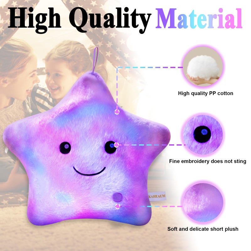 KAHEAUM LED Night Light Up Star Pillows for Kids Pillows Girls Boys Childrens Daughter Girlfriend Plushie Birthday Christmas  Creative Glowing Stuffed Animal Toys Plush Pillows Colorful - Image 4