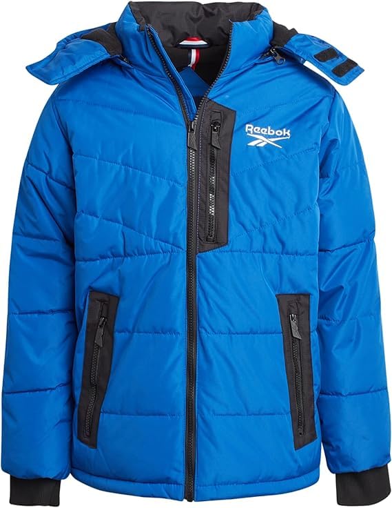 Reebok Boys Puffer Jacket - Heavyweight Quilted Water & Wind Resistant Boys Winter Coat - Fleece Insulated Kids Winter Jacket, Size 10-12, Batik Blue - Image 1