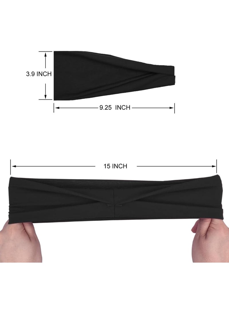 عصابات رأس عصرية للنساء 3 بندانة  الوان أسود/ابيض/رمادي، عصابة رأس عريضة لممارسة اليوجا والتمارين الرياضية(اسود) - Image 4