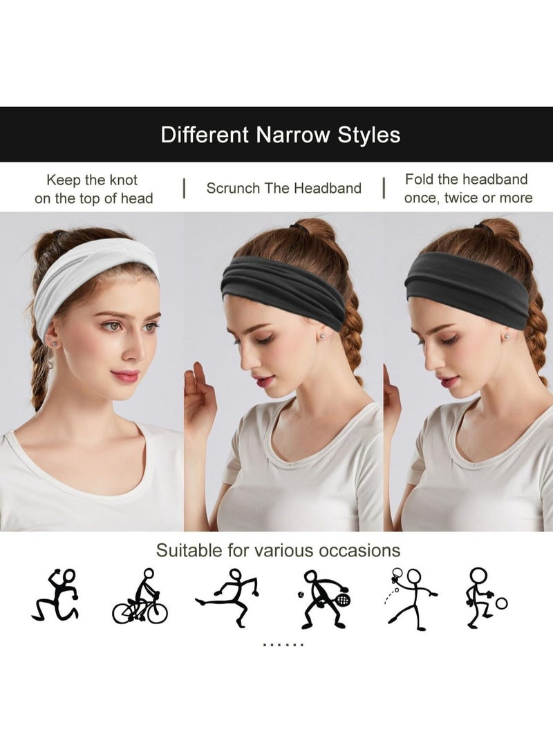 عصابات رأس عصرية للنساء 3 بندانة  الوان أسود/ابيض/رمادي، عصابة رأس عريضة لممارسة اليوجا والتمارين الرياضية(اسود) - Image 3