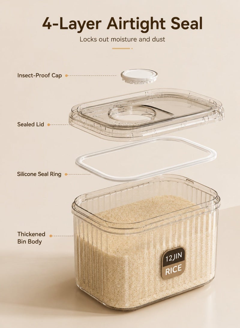 GOOGO Rice Dispenser, Rice Container Storage with Measuring Cup, Food Cereal Container Bins Household for Kitchen Pantry Organization - Image 3