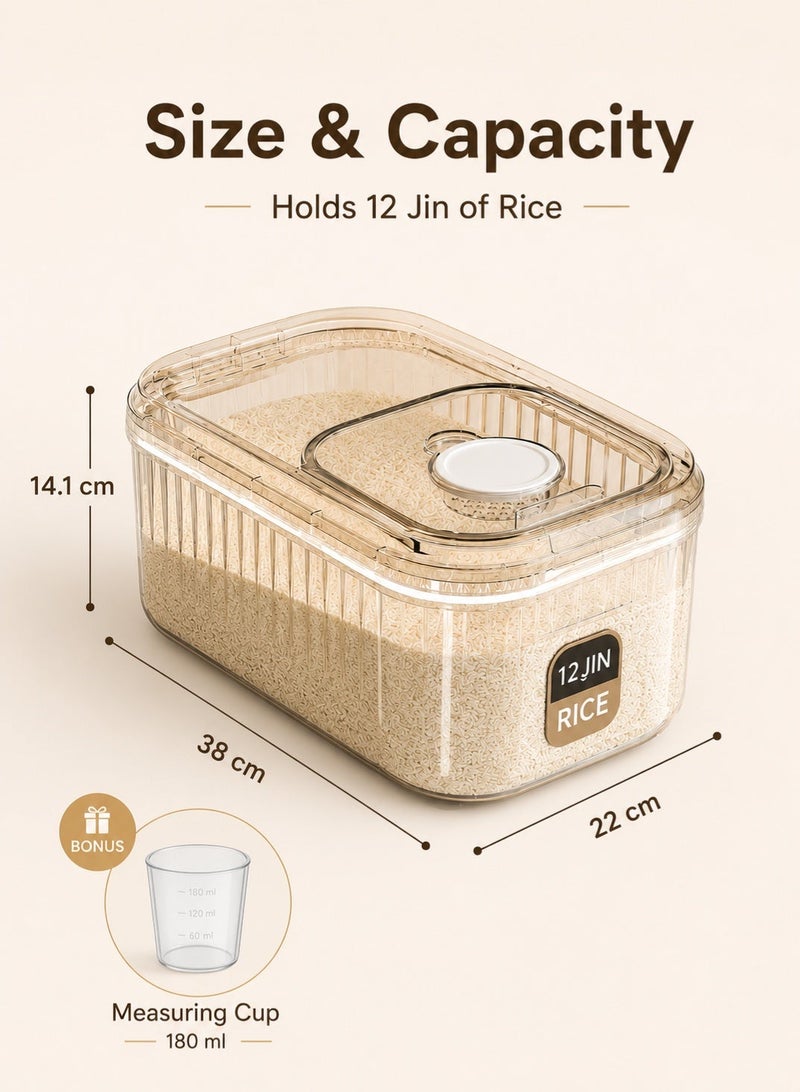 GOOGO Rice Dispenser, Rice Container Storage with Measuring Cup, Food Cereal Container Bins Household for Kitchen Pantry Organization - Image 2