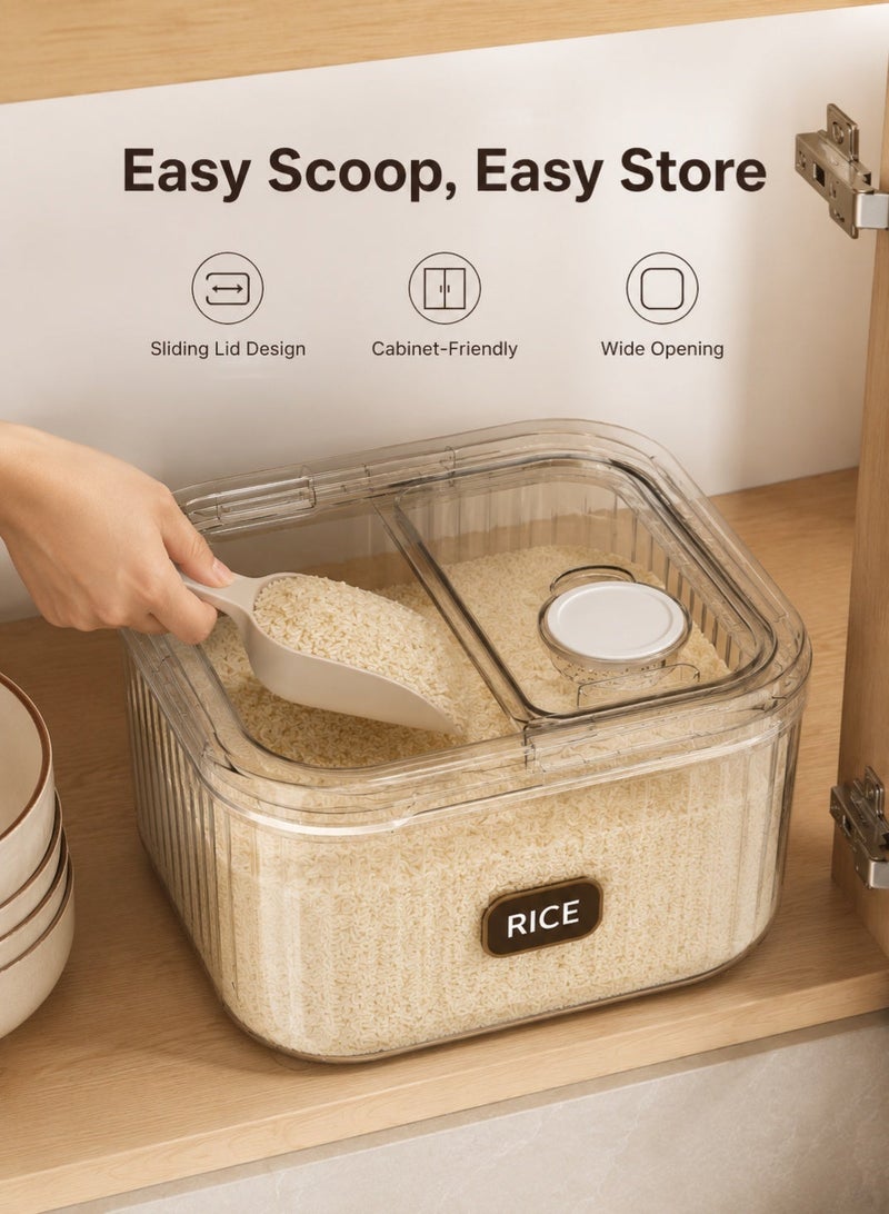 GOOGO Rice Dispenser, Rice Container Storage with Measuring Cup, Food Cereal Container Bins Household for Kitchen Pantry Organization - Image 5