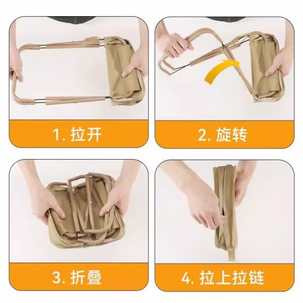 Caltero Handbag Folding Stool Zipper Bag Foldable Camping Chairs Picnic Lightweight Folding Stool Stability Comfort Portable Camp Chairs for Beach Backpacking2024MULTICOLOR1PCS - Image 5