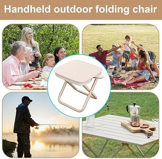 Caltero Handbag Folding Stool Zipper Bag Foldable Camping Chairs Picnic Lightweight Folding Stool Stability Comfort Portable Camp Chairs for Beach Backpacking2024MULTICOLOR1PCS - Image 4
