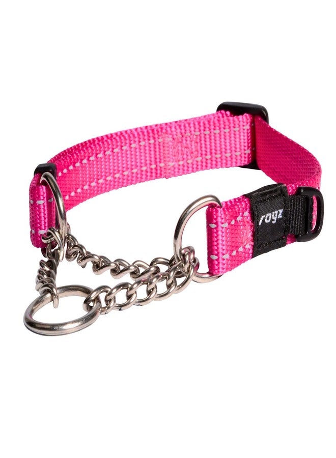 Reflective Nylon Choke Collar; Slip Show Obedience Training Gentle Choker for Medium Dogs, Pink