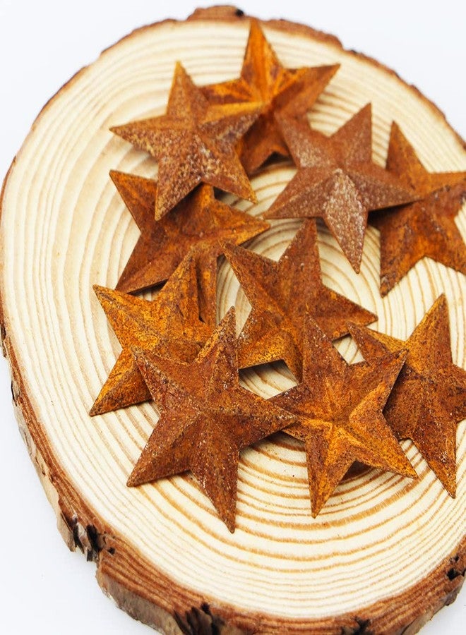 vibnumom 50 Pcs Rusty Stars for Crafts 1.77 inch Rustic Mini Metal Barn Star Vintage Star Antique Primitives Star Ornaments for Festival Country Home Decor Party Supplies Wreath Craft Project Accessory - Image 2