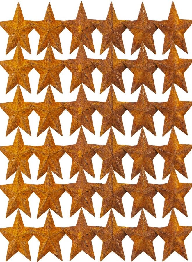 vibnumom 50 Pcs Rusty Stars for Crafts 1.77 inch Rustic Mini Metal Barn Star Vintage Star Antique Primitives Star Ornaments for Festival Country Home Decor Party Supplies Wreath Craft Project Accessory - Image 1