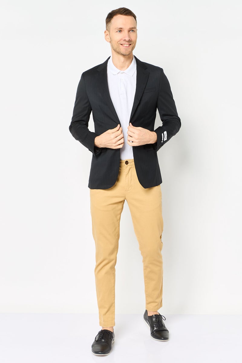 SELECTED Men Regular Fit Stripe Semi Formal Blazer, Navy Blue - Image 3