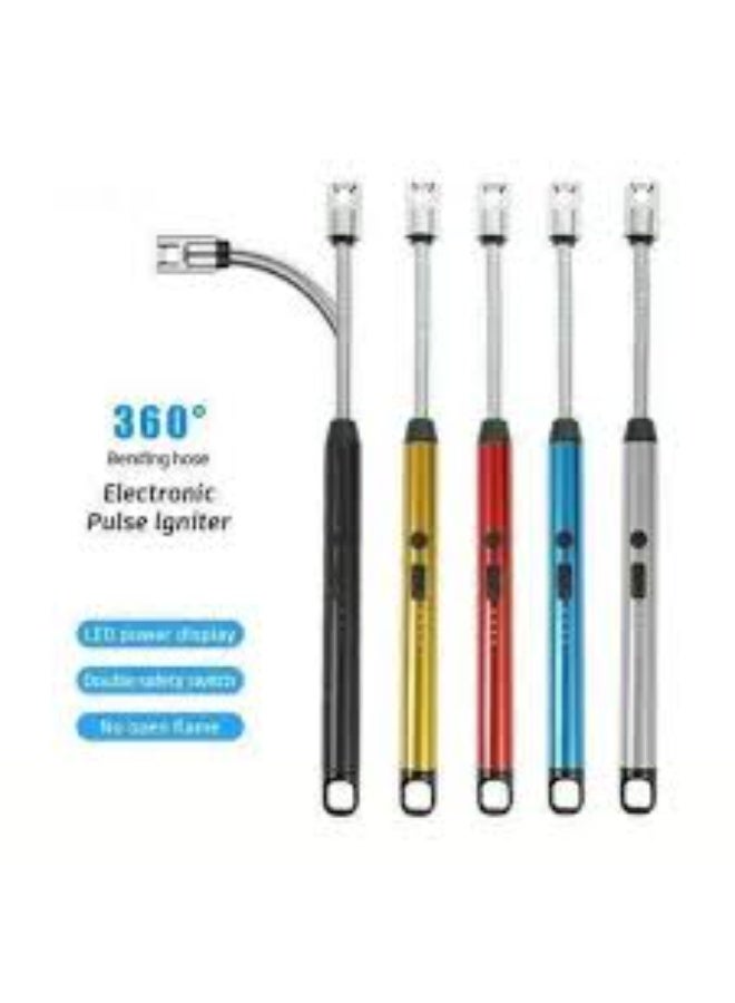 Electric Electronic Lighter with 360° Flexible Neck, Flameless Plasma Pulse Ignition, LED Display and Double Safety Switch, Suitable for Candles and Stoves - Image 2