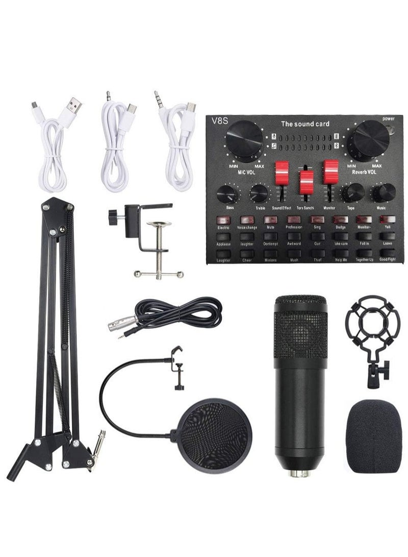 Lixada Multi-functional Live Sound Card BM800 Microphone Set Audio Recording Equipments (Black) - Image 1