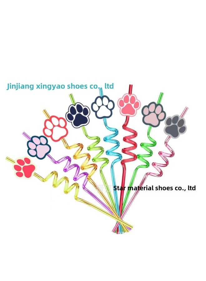 Cat Claw Straw Manufacturers Fashion Soft Hose Accessories Buckle Personality Cartoon Patch Food Grade PET Art Modeling-Color:7 - Image 3