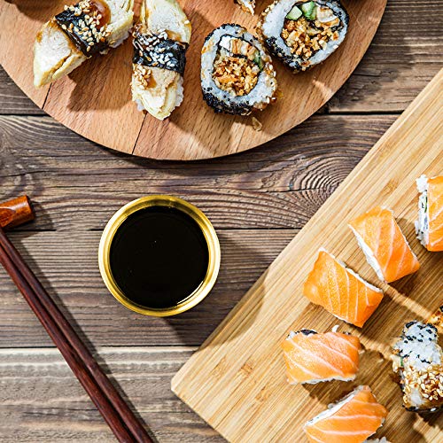 Amytalk 8 Pack 3.2inch Stainless Steel Sauce Dishes Mini Individual Saucers Bowl Round Seasoning Dishes Sushi Dipping Bowl Appetizer Plates, Golden - Image 4