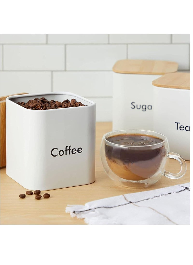 XiuWoo 3-Piece Large Capacity Stainless Steel, Coffee Kitchen Canister, Sugar Organizer, Tea Storage Box, Coffee Storage Jars, Kitchen Containers Storage Set with Bamboo Lids  - Image 3
