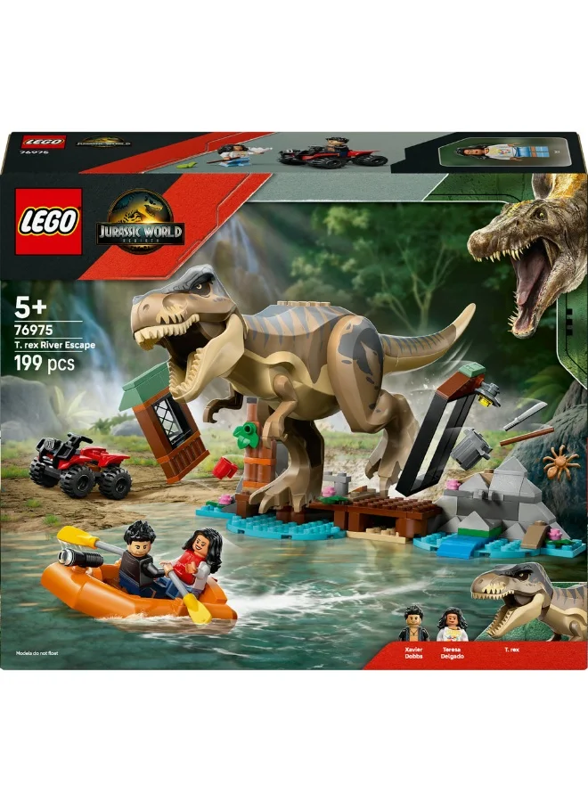 LEGO Jurassic World T. rex River Escape, Dinosaur Toy 76975 (Age 5+, 199 Pieces)