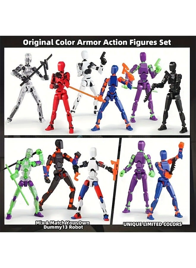 6 قطعة متعددة مشتركة نشطة ABS دمية العمل | 3D نموذج لعبة الاتجاه ، DLY العامة دمية رقمية ، ديكور سطح المكتب الحلي هدية عيد ميلاد - Image 3