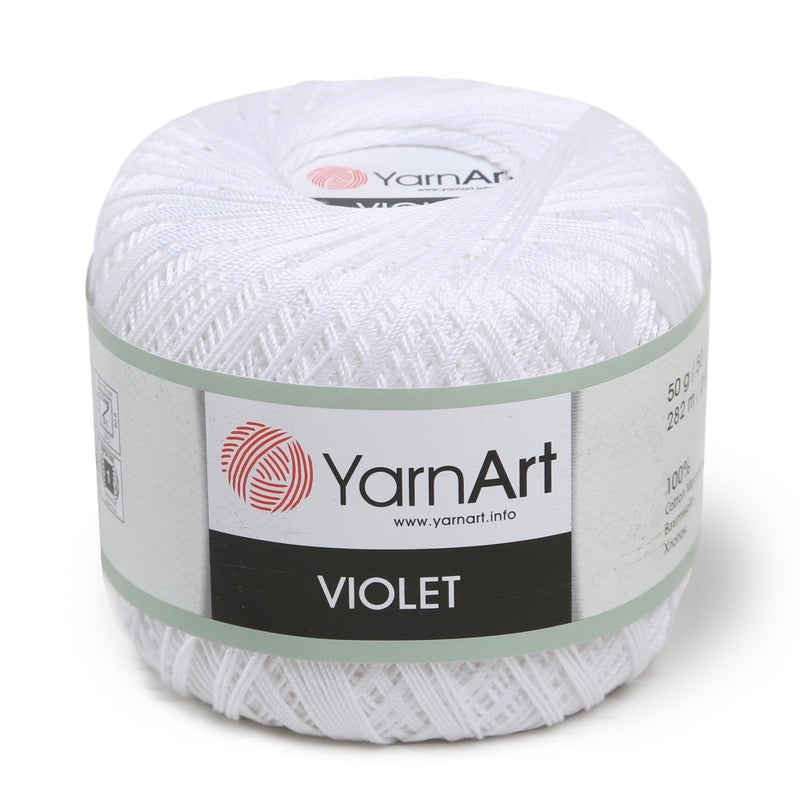YarnArt Violet – 100% Mercerized Cotton Crochet & Knitting Yarn – Soft & Durable Lace Thread for Embroidery, Doilies & DIY Crafts – 1 Skein (50g, 282m) (1000) - Image 5
