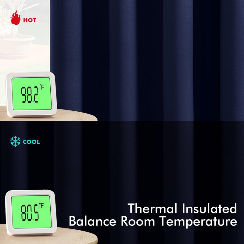 MIULEE Navy Blue Blackout Curtains for Bedroom Living Room 84 Inches Long 2 panels, Thermal Insulated Room Darkening Drapes Solid Grommet Top Noise Reducing Light Blocking Window Treatments 40x84 Inch - Image 3