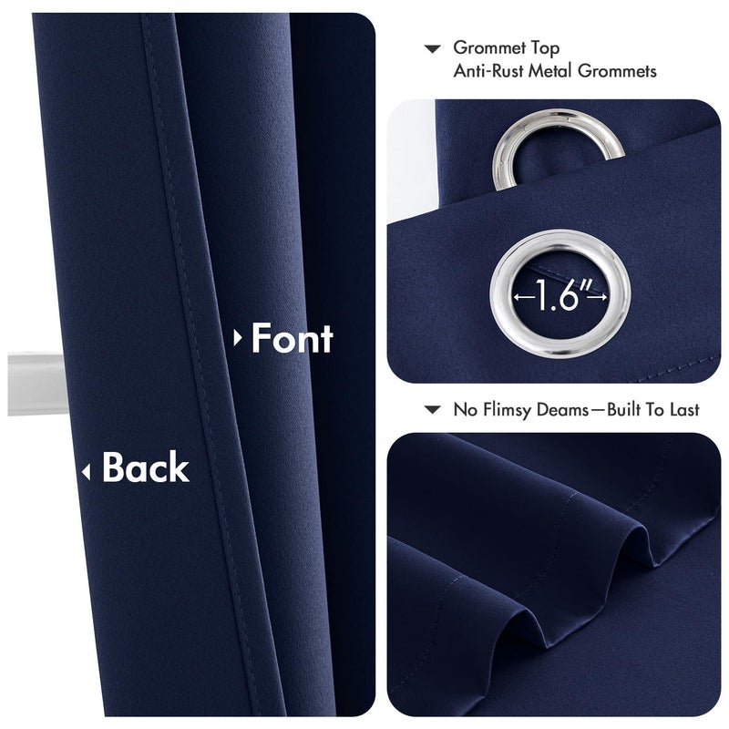 MIULEE Navy Blue Blackout Curtains for Bedroom Living Room 84 Inches Long 2 panels, Thermal Insulated Room Darkening Drapes Solid Grommet Top Noise Reducing Light Blocking Window Treatments 40x84 Inch - Image 4